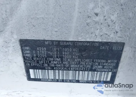 2023 Subaru Impreza Sport from USA, damaged, VIN 4S3GKAL64P3604271